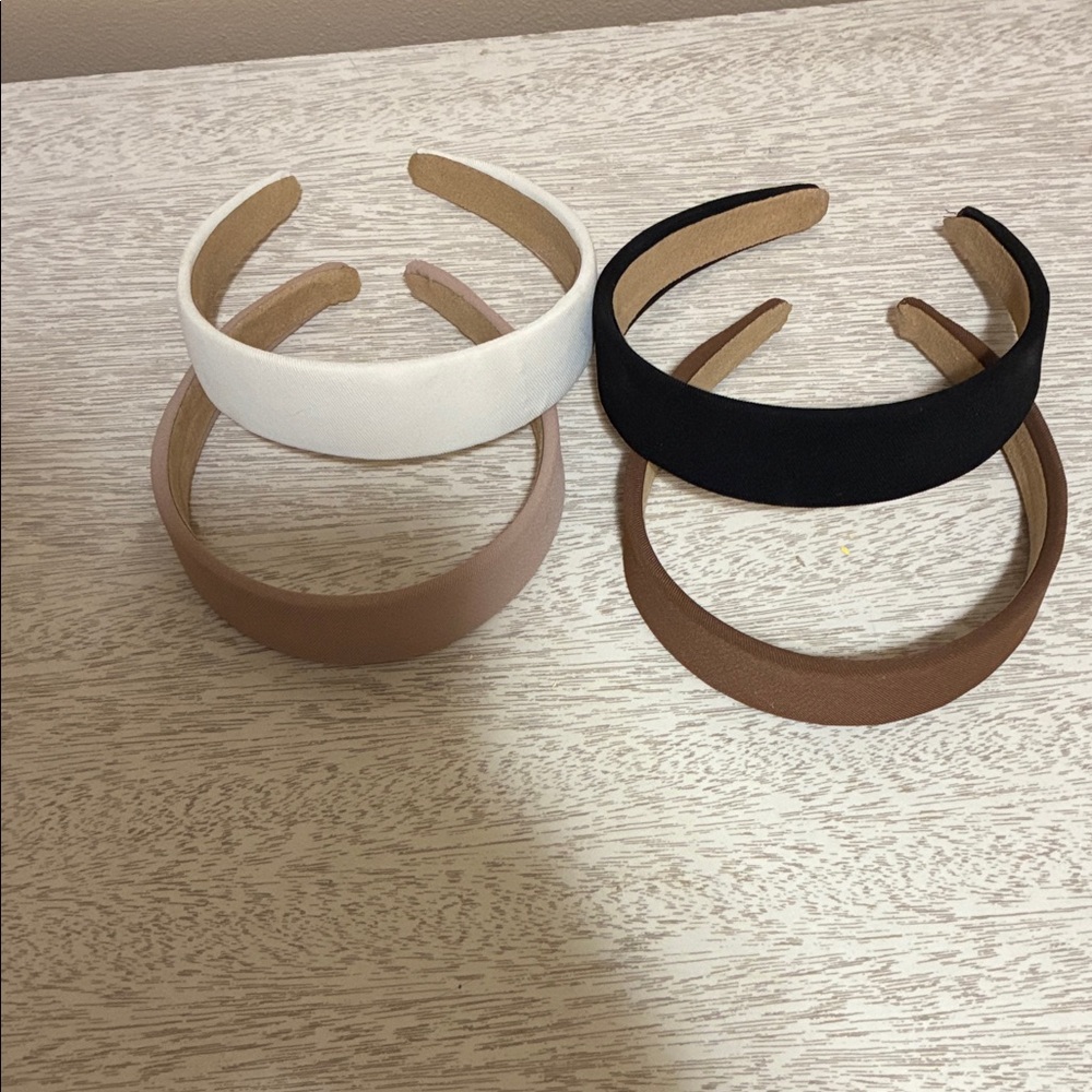Elegant Women's Headband Set - White, Black, and Brown